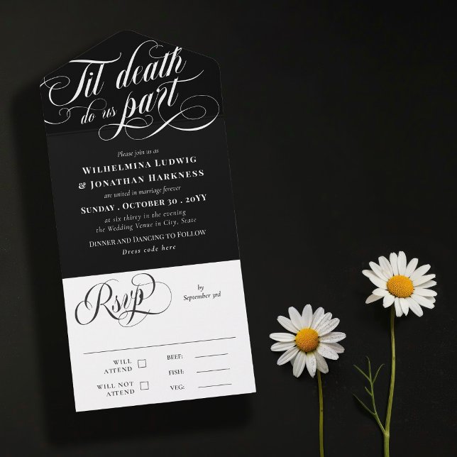 Black Til Death Do Us Part Wedding All In One Invitation (Creator Uploaded)