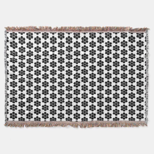 Black Tile Ornamental Minimalist Modern. Throw Blanket (Front)