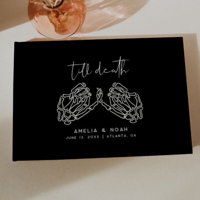 Black Till Death Skeleton Hands Wedding Guest Book (Creator Uploaded)