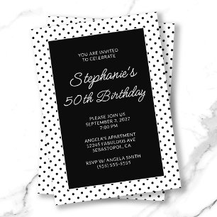 Black Tiny Dots 50th Birthday Invitation