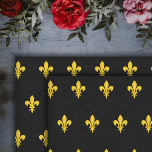 Black Tissue Paper with gold Fleur de Lis