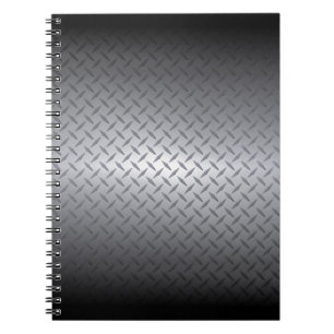 Black to Bright Steel Fade Diamondplate Background Spiral Notebook