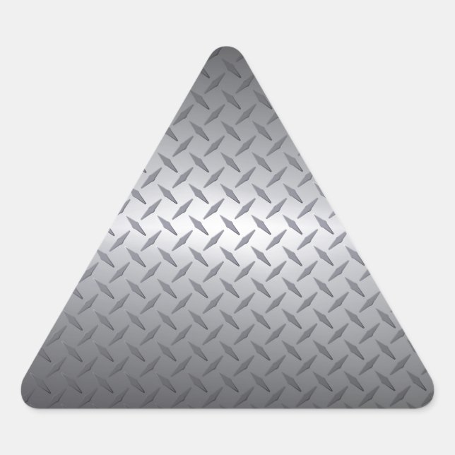 Black to Bright Steel Fade Diamondplate Background Triangle Sticker (Front)