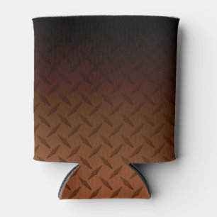 Black to Copper Diamond Plate Pattern Can Cooler