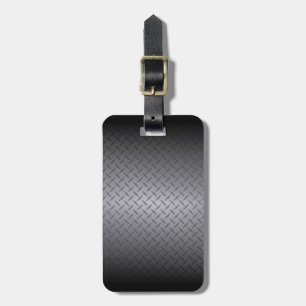 Black to Grey Fade Diamondplate Steel Background Luggage Tag