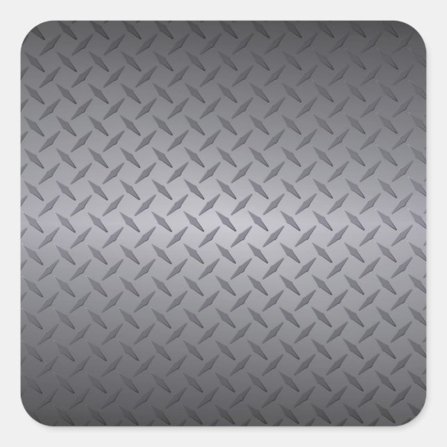 Black to Grey Fade Diamondplate Steel Background Square Sticker (Front)