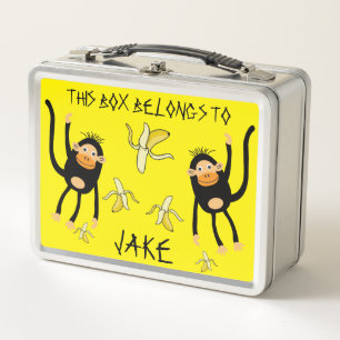 Black To School Little  Monkey Metal Lunch Box