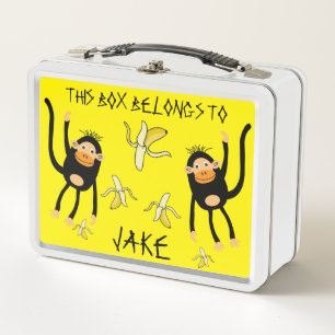 Black To School Little  Monkey Metal Lunch Box
