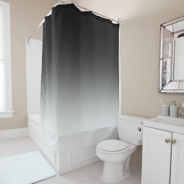 Black to White Gradient Shower Curtain (In Situ)