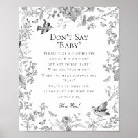 Black Toile De Jouy Dont Say Baby Shower Game
