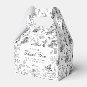 Black Toile De Jouy Floral Dessert Favour Boxes