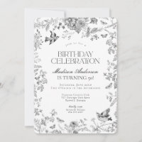 Black Toile De Jouy French Floral Birthday Party
