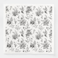 Black Toile De Jouy Vintage Floral Chinoiserie
