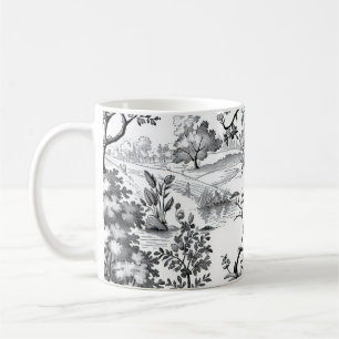 Black Toile Print Coffee Mug