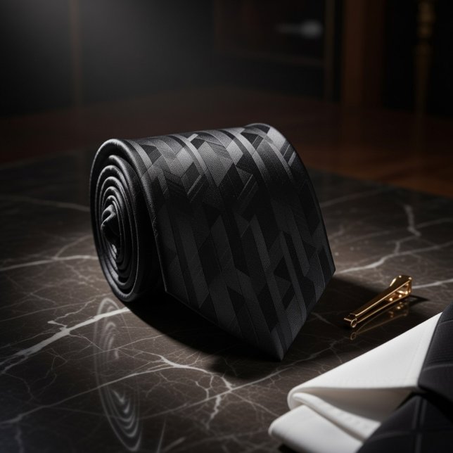 Black Tonal Geometric Tie (Creator Uploaded)