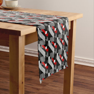 Black Toned and red colour  Geometric  Pattern Short Table Runner