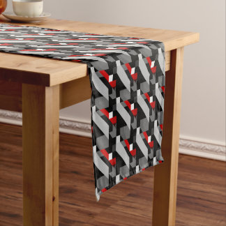 Black Toned and red colour  Geometric  Pattern Short Table Runner