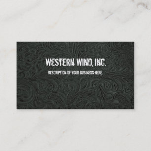 Black Tooled Leather Business Card