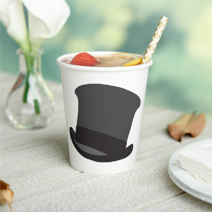 Black Top Hat Classic Steampunk Victorian Paper Cups