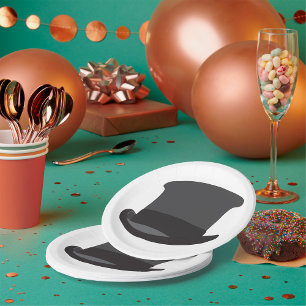 Black Top Hat Classic Steampunk Victorian Paper Plate