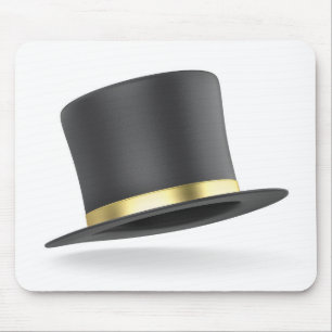 Black top hat with golden ribbon mouse pad