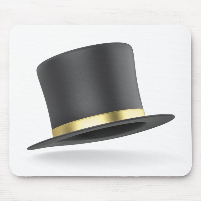 Black top hat with golden ribbon mouse pad (Front)