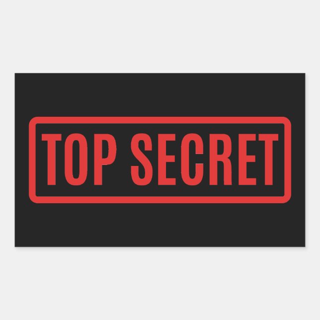Black Top Secret Rectangular Sticker (Front)
