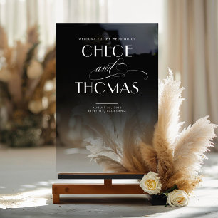 Black Top Transparent Bottom Chic Wedding Welcome Acrylic Sign