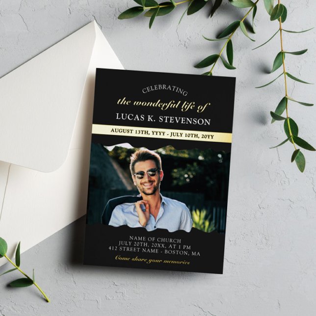 Black Torn Edges Photo Gold Foil Life Celebration (Creator Uploaded)