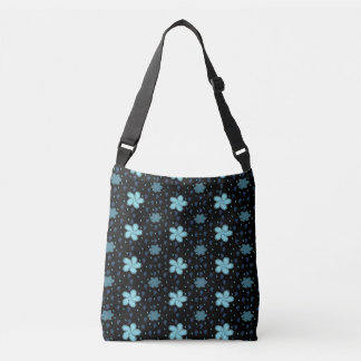 Black Tote with Blue Paisley Floral Print