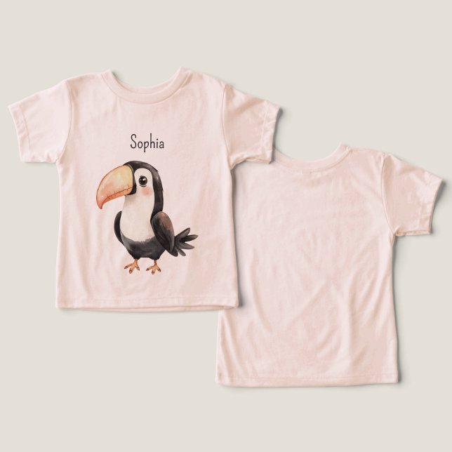 Black Toucan Bird Peach Beak (Design Front & Back)