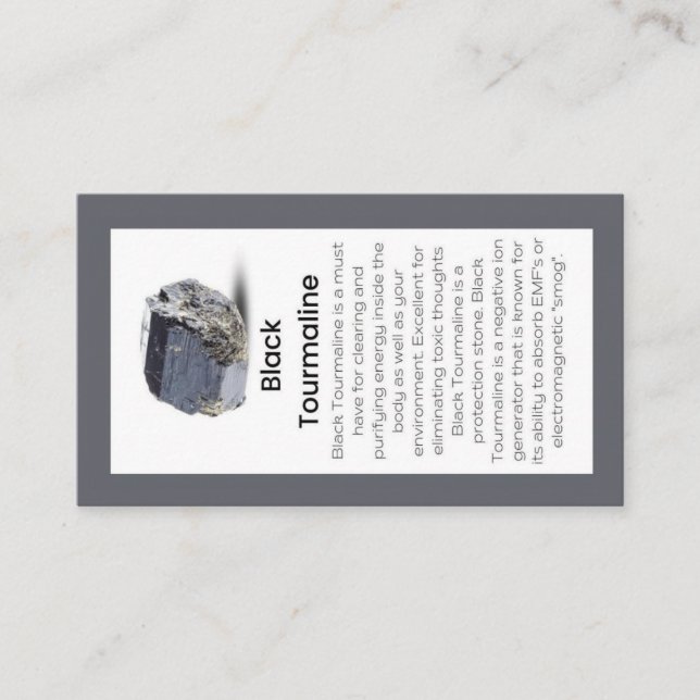 Black Tourmaline Crystal Meaning Jewellery Display Business Card (Front)