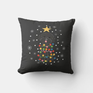 Black Toy Poodle Christmas Tree Classic T-Shirt Cushion