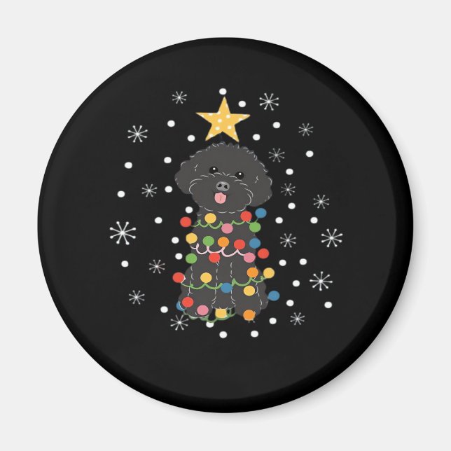 Black Toy Poodle Christmas Tree Classic T-Shirt Magnet (Front)
