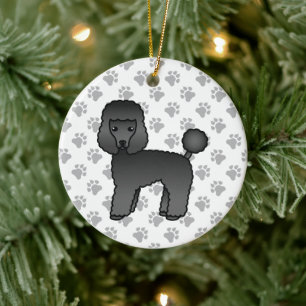 Black Toy Poodle Cute Cartoon Dog Ceramic Tree Decoration