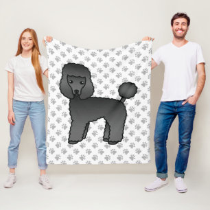 Black Toy Poodle Cute Cartoon Dog Fleece Blanket