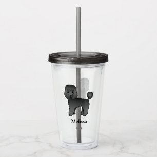 Black Toy Poodle Cute Cartoon Dog & Name Acrylic Tumbler
