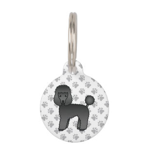 Black Toy Poodle Cute Cartoon Dog & Pet's Info Pet Tag