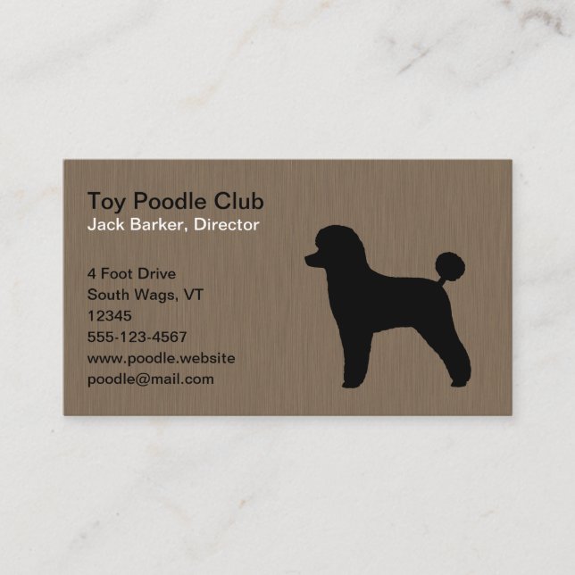 Black Toy Poodle Silhouette Business Card (Front)