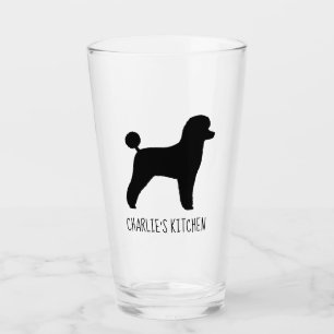 Black Toy Poodle Silhouette Personalised Dog Lover Glass