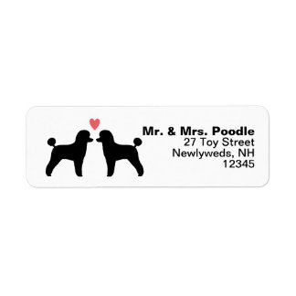 Black Toy Poodle Silhouettes with Heart Address
