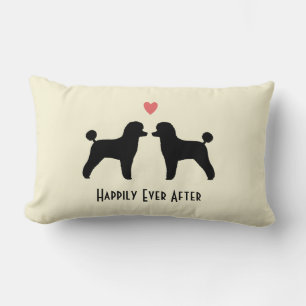 Black Toy Poodles - Wedding Dogs with Text Lumbar Cushion