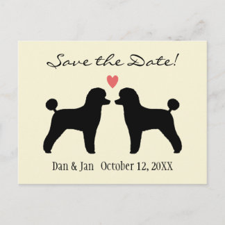 Black Toy Poodles Wedding Save the Date Announcement Postcard