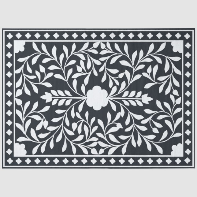 Black Traditional Bone Inlay Decoupage Paper (Front)