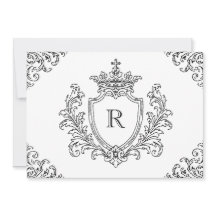 Black Traditional Crest Initial Monogram Baptism
