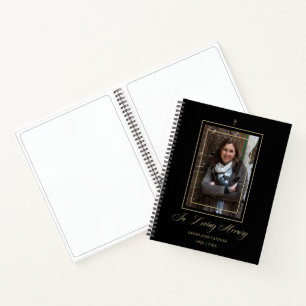 Black Traditional & Elegant Golden Photo Funeral Notebook