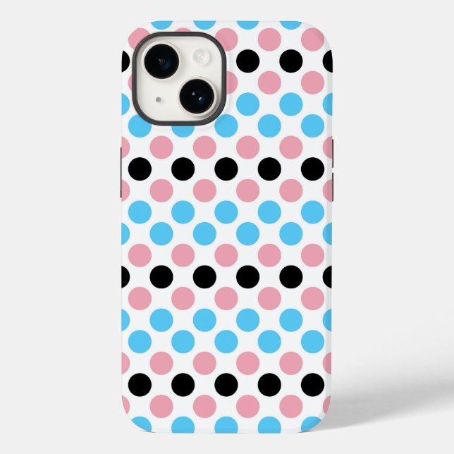 Black transgender Pride Flag Colours Polkadots Case-Mate iPhone Case (Back)