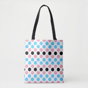 Black transgender Pride Flag Colours Polkadots Tote Bag