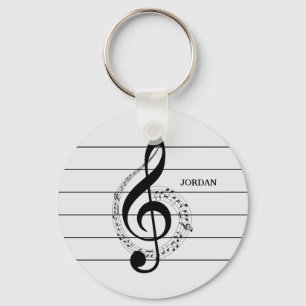 Black Treble Clef  Key Ring