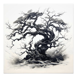 Black Tree Abstract Ink Painting Photo Print